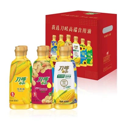 刀唛Knife健康油组合压榨一级玉米油+花生油+葵花籽油900ml*瓶图2