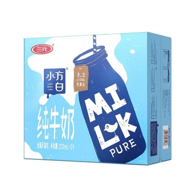 三元小方白纯牛奶200ml*24图6