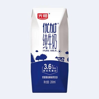 光明优加纯牛奶200ml*24盒钻石装3.6g乳蛋白早餐奶图3