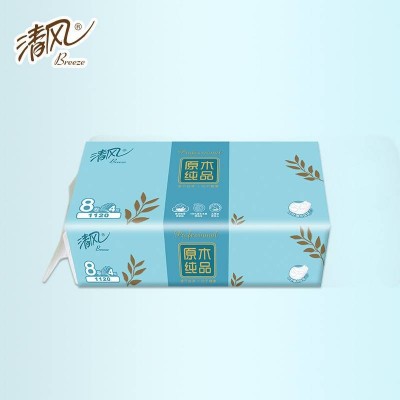 清风原木纯品4层小叶细点压花卫生纸140g*8卷图6