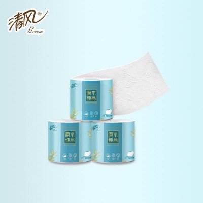 清风原木纯品4层小叶细点压花卫生纸140g*24卷图3