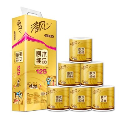 清风原木金装4层卫生纸125g*30卷图2