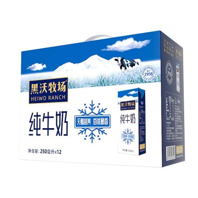 完达山黑沃牧场纯牛奶 250ml*12袋装 整箱装图2