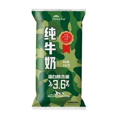 天润新疆迷彩枕纯牛奶 200g*12袋 整箱装图2