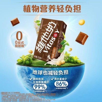 维他奶巧克力味豆奶饮料250ml*16盒朱古力早餐奶优质植物蛋白礼盒 1件装图4