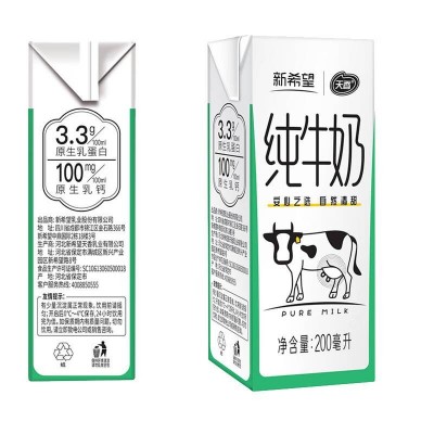 天香新希望纯牛奶200ml*24盒(营养学生奶常温 早餐搭档 健康老人 整箱 量贩装礼盒装送礼)图3