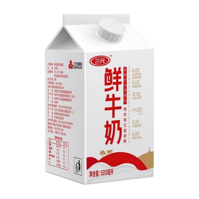 三元鲜牛奶 500ml*6盒 整箱装图2