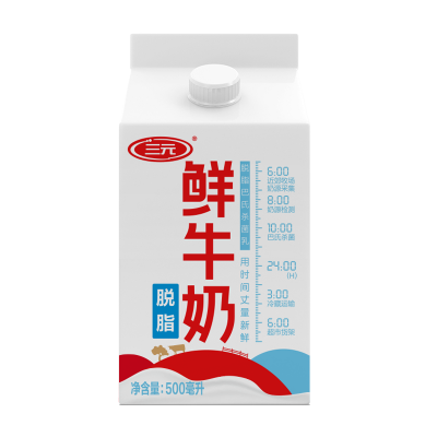 三元脱脂鲜奶 500ml*6盒 整箱装图5