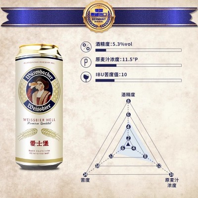 爱士堡小麦啤酒500ml*24听整箱罐装白啤德国原装进口精酿啤酒送礼露营 500mL 24罐 整箱装图3