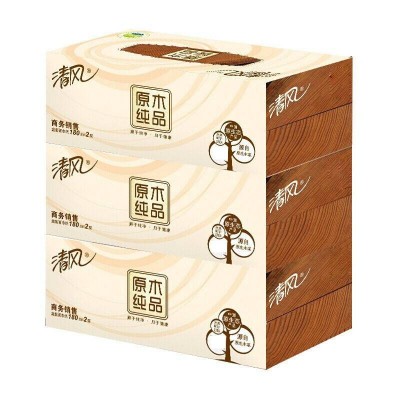 清风盒装抽纸2层180抽36盒原木纯品酒店商务办公家用纸市面巾纸图5