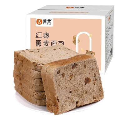 舌里红枣黑麦面包2斤装全麦粗粮健身食品吐司早餐 1000g/箱图3