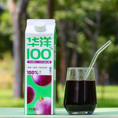 华洋100%果汁两联包1L*2盒葡萄汁果蔬汁饮料整箱图2