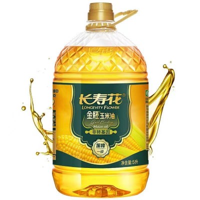 长寿花金胚芽玉米油粒粒精选压榨一级原香味浓5L/桶图2