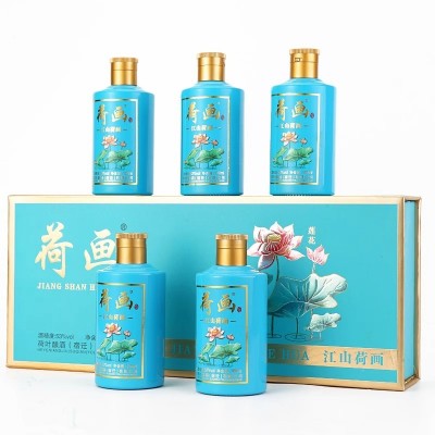 江山荷画白酒53度100ml*5瓶礼盒装纯粮食酒浓香型批发清仓小金条图3