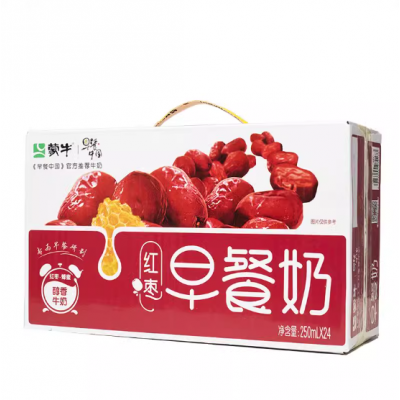 蒙牛早餐牛奶-红枣利乐砖 250ml*24盒整箱图2