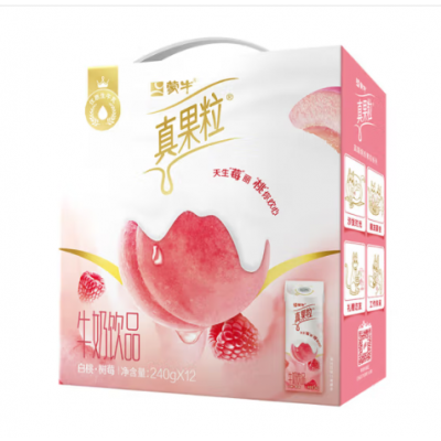 蒙牛真果粒白桃树莓口味酸奶饮品 240g*12盒 整箱装图2