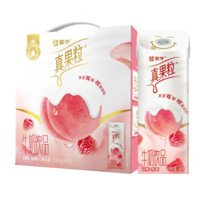 蒙牛真果粒白桃树莓口味酸奶饮品 240g*12盒 整箱装图4