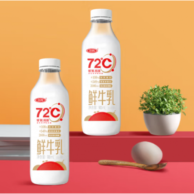 三元72℃鲜牛奶PET 900ml*6瓶 整箱装图2