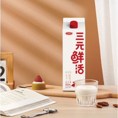 三元鲜活牛乳屋顶包 950ml*6包 整箱装图4