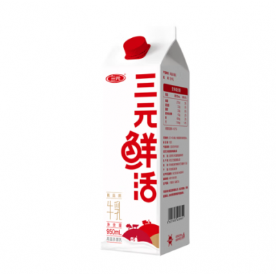 三元鲜活牛乳屋顶包 950ml*6包 整箱装图6