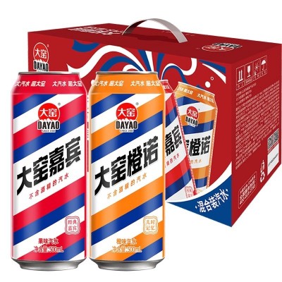 内蒙特产大窑碳酸饮料嘉宾橙诺双拼汽水易拉罐礼盒500ml*10罐整箱 1件装图3