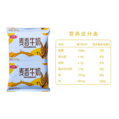 三元麦香牛奶早餐 227ml*16袋 整箱装图4