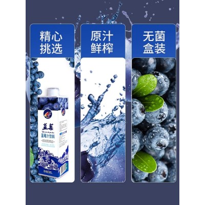 大马邦清甜蓝莓汁饮料整箱礼盒装1000ml*6盒大瓶装喜宴酒席夏日饮品图2