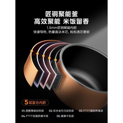 美的电饭煲3L家用多功能电饭锅智能预煮饭不粘锅4人官方正品图4