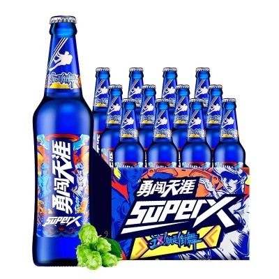 雪花啤酒勇闯天涯superX蓝瓶500ml*6瓶装整箱玻璃瓶酒水夏季饮品图2