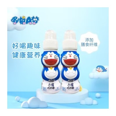 伊利QQ星小嘴吃的香哆啦A梦原味乳酸菌牛奶饮品 带奶嘴 180ml*12瓶/箱图2