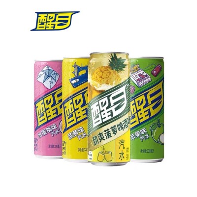 醒目饮料苹果味汽水蜜桃菠萝啤酒味怀旧饮品330mlx12罐整箱特价批图5