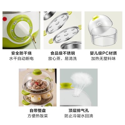 Midea/美的家用定时多功能小电蒸蛋器不锈钢双层电蒸锅家电早餐机图5