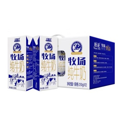 欧亚（Europe-Asia）牧场纯牛奶 250g*12盒 整箱装图2