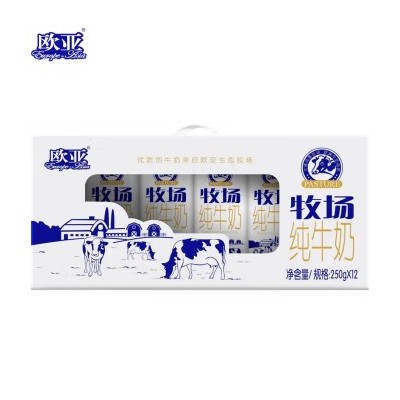 欧亚（Europe-Asia）牧场纯牛奶 250g*12盒 整箱装图3