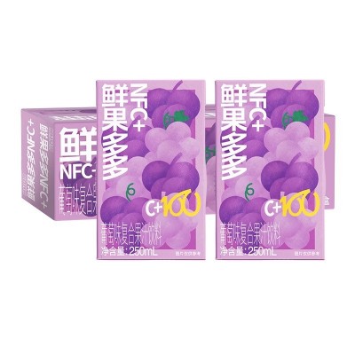 华洋果汁鲜果多多NFC+混合口味葡萄味300ml*12瓶果汁饮料整箱图2