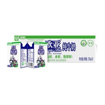 欧亚 纯牛奶 绿色食品 云南高原牧场 200g*20盒 整箱装图4