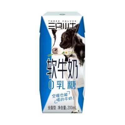 蒙牛现代牧业三只小牛 舒化软牛奶0乳糖全脂纯牛奶利乐钻200mlx10盒/箱图2