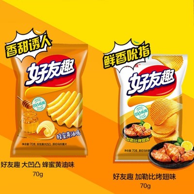 好丽友（orion） 好友趣薯片大波浪土豆膨化食品小零食办公室休闲儿童网红零食 【 加勒比烤翅】70克*4袋图3