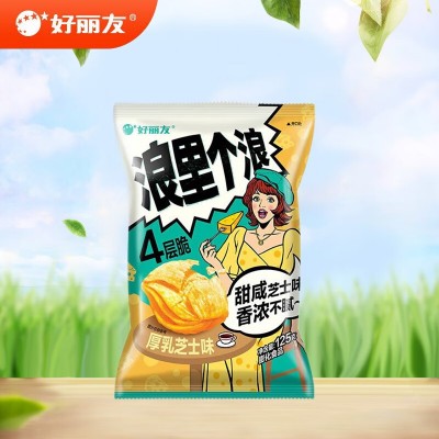 好丽友浪里个浪四层脆波浪玉米薯片65g*3袋零食小吃休闲食品小龙虾味图3