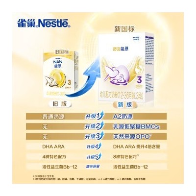 雀巢（Nestle）舒宜能恩 3段（12-36个月适用）幼儿A2奶粉 能恩新国标升级版 400g/盒图3