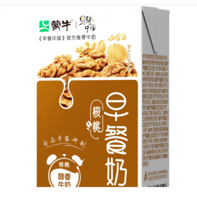 蒙牛早餐牛奶-核桃利乐枕250ml*24盒整箱图2