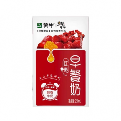 蒙牛早餐牛奶-红枣利乐砖 250ml*24盒整箱图2