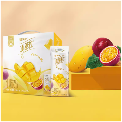 蒙牛真果粒芒果百香果口味酸奶饮品 240g*12盒/箱图2