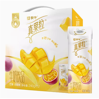 蒙牛真果粒芒果百香果口味酸奶饮品 240g*12盒/箱图3