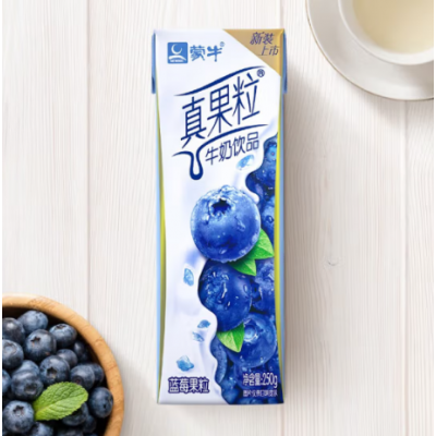 蒙牛真果粒牛奶饮品（蓝莓果粒）250g*12盒/箱图2