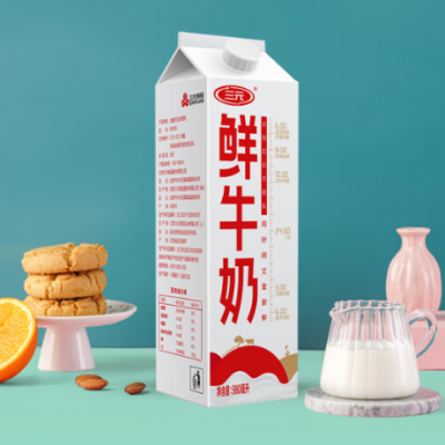 三元 巴氏杀菌乳 全脂鲜牛奶 屋顶包 980ml*6/箱图3