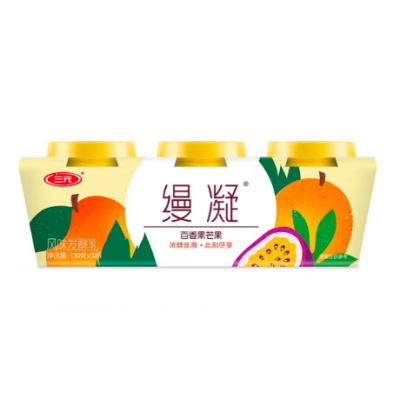 三元 缦凝 百香果芒果 130g*3*6/桶 低温酸奶酸牛奶 风味发酵乳图4