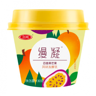 三元 缦凝 百香果芒果 130g*3*6/桶 低温酸奶酸牛奶 风味发酵乳图2