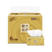 清风原木纯品金装软抽3层6包