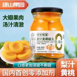 梨汁黄桃罐头360g*4罐绿山果园水果罐头精选大果开盖即食图2